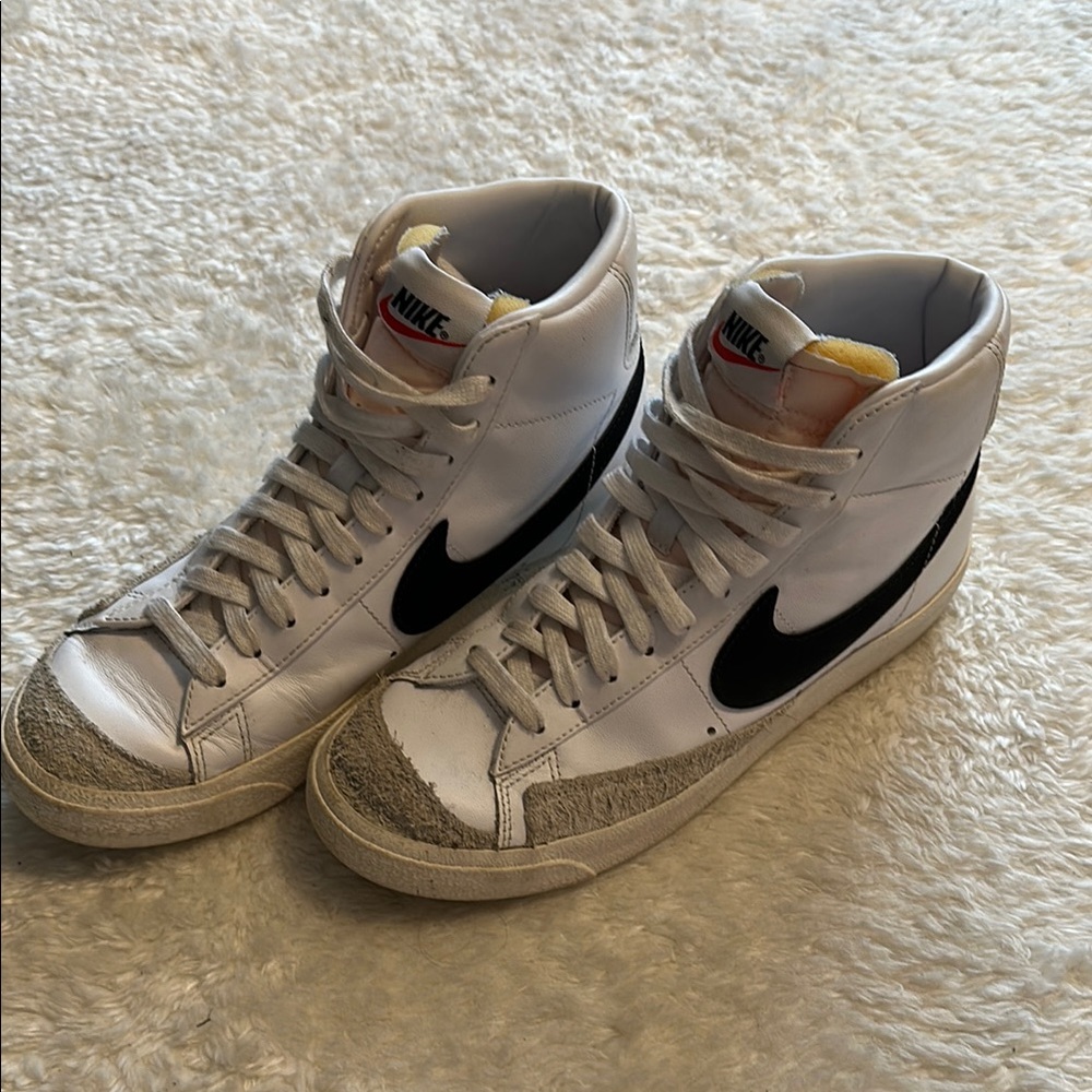 Nike White and Black High-Top Shoes